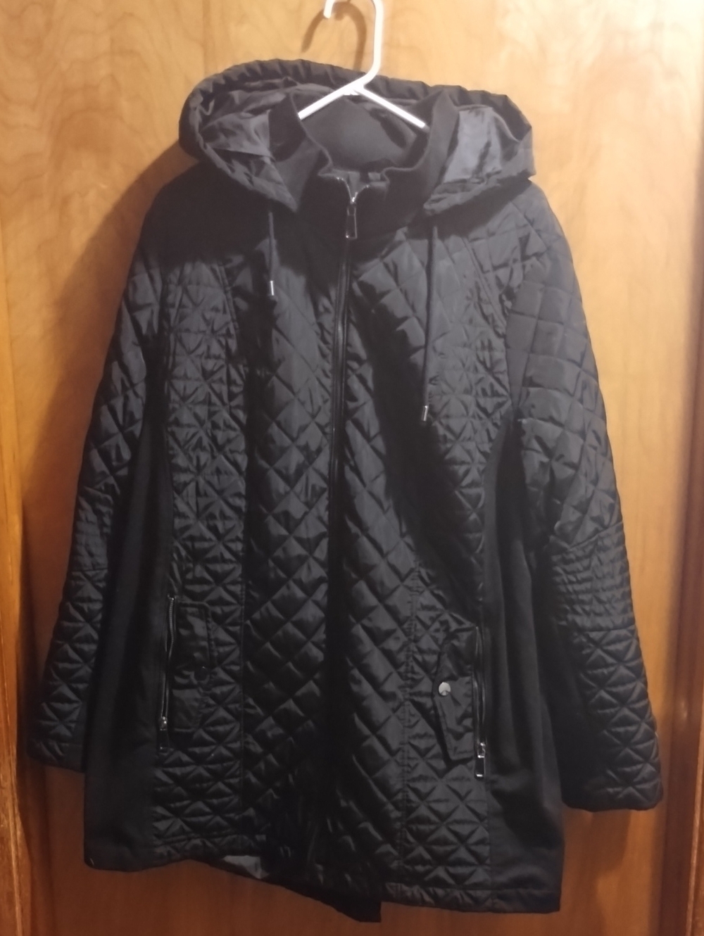 Falls Creek Black Quilted Hooded Puffer Coat